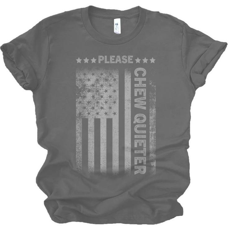 Please Chew Quieter Introvert USA Flag Vintage Unisex Jersey T-Shirt Please Chew Quieter Introvert USA Flag Vintage Unisex Jersey T-Shirt
