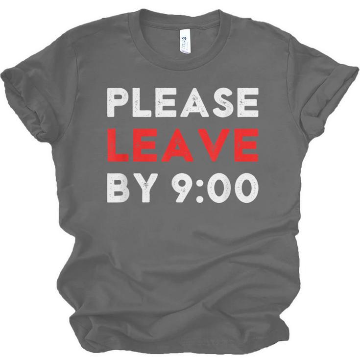 Please Leave By 9 Introvert Party Anti-Social Birthday Unisex Jersey T-Shirt Please Leave By 9 Introvert Party Anti-Social Birthday Unisex Jersey T-Shirt