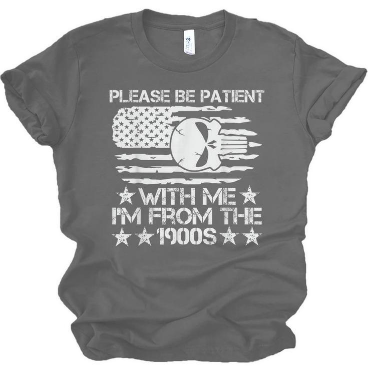Please Be Patient With Me I'm From The 1900s USA Flag Skull Unisex Jersey T-Shirt