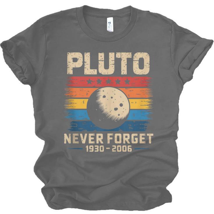 Pluto Never Forget Space Nostalgia Astronomy Humor Unisex Jersey T-Shirt