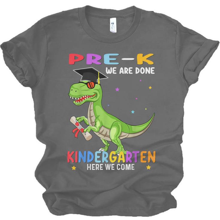 Pre k Graduation We Are Done Class 2023 Pre-k Dinosaur Boys Unisex Jersey T-Shirt