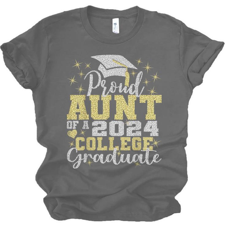 Proud Aunt Of 2024 College Graduate Family 24 Graduation Unisex Jersey T-Shirt