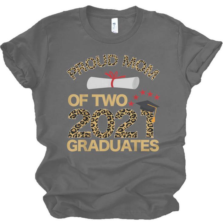 Proud Mom Of Two 2021 Graduates Twin Mama Graduation Leopard Unisex Jersey T-Shirt