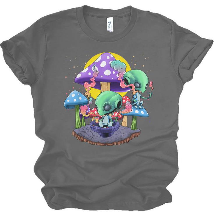 Psychedelic Alien Mushroom Nostalgia Groovy Vibe Hippie Unisex Jersey T-Shirt