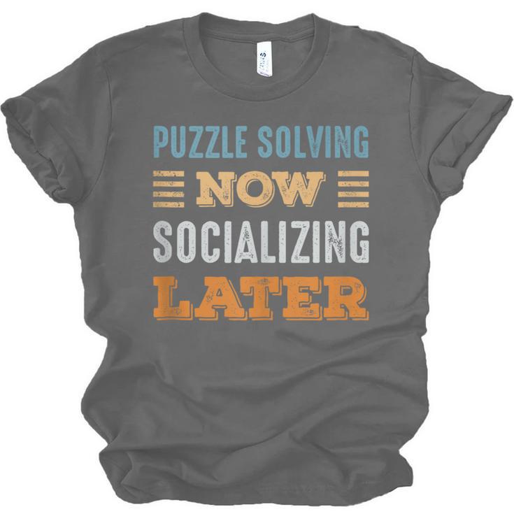 Puzzle Solving Now Minimal Socializing Introvert Vintage Unisex Jersey T-Shirt