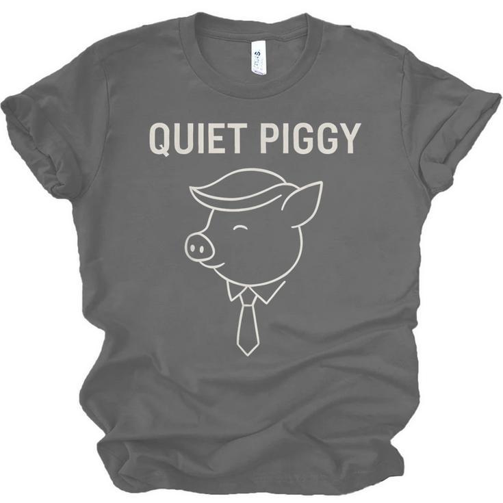 Quiet Piggy Introvert Media Humor Minimalist Line Art Unisex Jersey T-Shirt Quiet Piggy Introvert Media Humor Minimalist Line Art Unisex Jersey T-Shirt