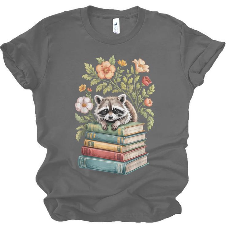 Raccoon Books Reading Flowers Unisex Jersey T-Shirt