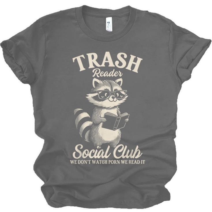 Raccoon Bookworm Readers Library Smut Reader Spicy Book Romance Rash Reader Social Club Unisex Jersey T-Shirt