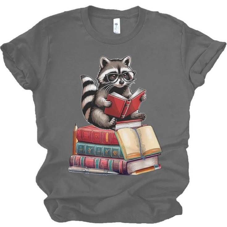 Raccoon Reading Books Matching Bookworm Readers Librarian Unisex Jersey T-Shirt
