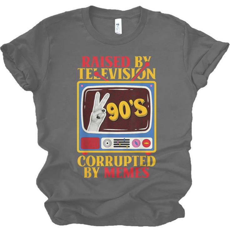 Raised By Television Corrupted By Memes Internet Nostalgia Unisex Jersey T-Shirt Raised By Television Corrupted By Memes Internet Nostalgia Unisex Jersey T-Shirt