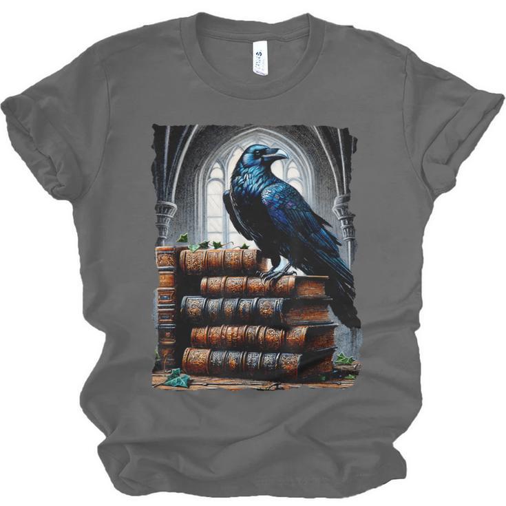 Raven On A Stack Of Books Wisdom Of Odin Unisex Jersey T-Shirt