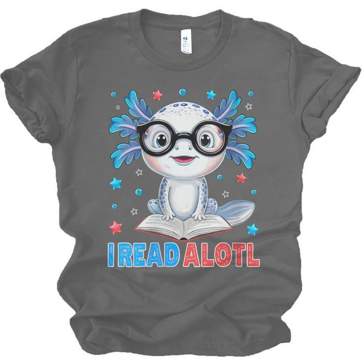 I Read Alotl Cute Axolotl Reading Book Lover Unisex Jersey T-Shirt