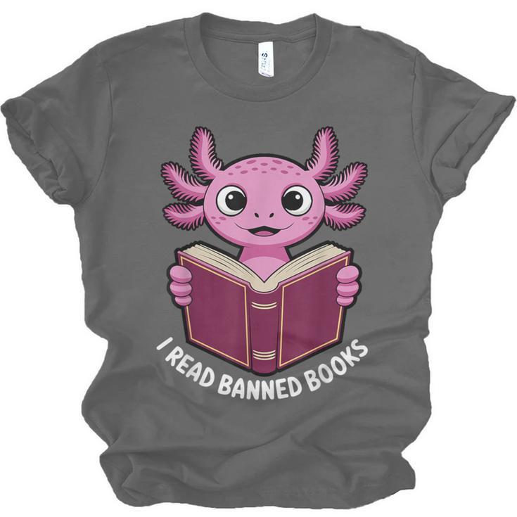I Read Banned Books Axolotl Reading Unisex Jersey T-Shirt