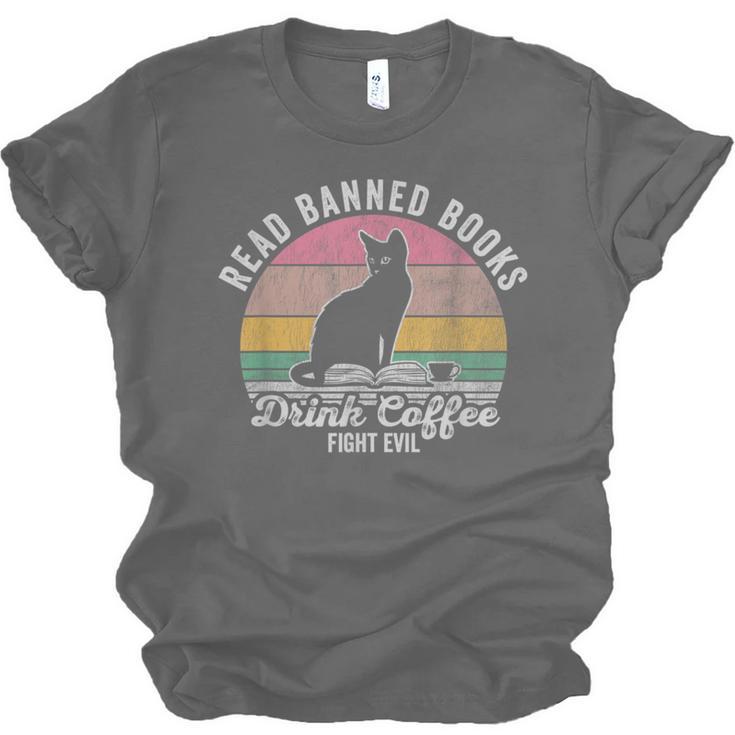 Read Banned Books Drink Coffee Fight Evil Unisex Jersey T-Shirt Read Banned Books Drink Coffee Fight Evil Unisex Jersey T-Shirt