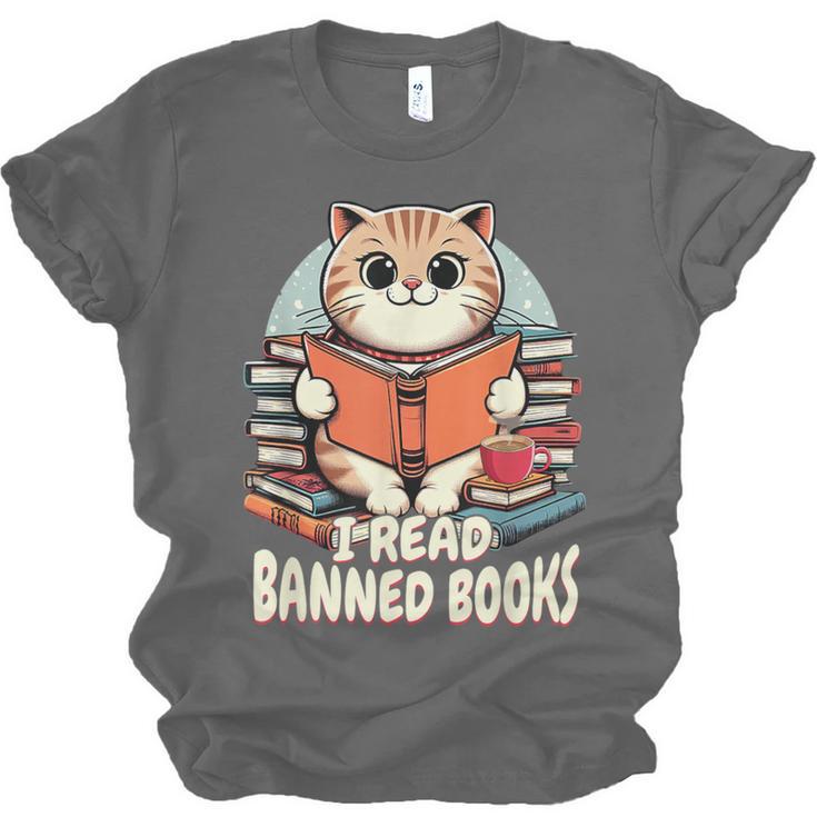 I Read Banned Books Shirt Cat Lover Bookworm Reader Men Women Kids Unisex Jersey T-Shirt