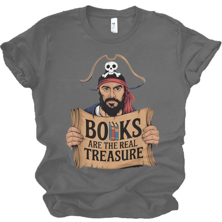 Read Book Reader Library Reading Librarian Pirate Bookworm Unisex Jersey T-Shirt