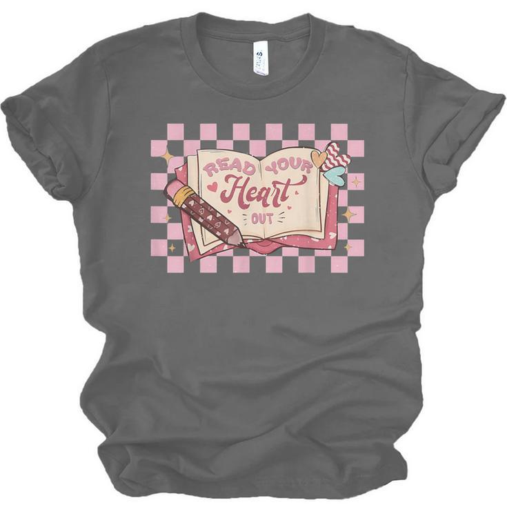 Read Your Heart Out Valentine Reading Book Teacher Student Unisex Jersey T-Shirt