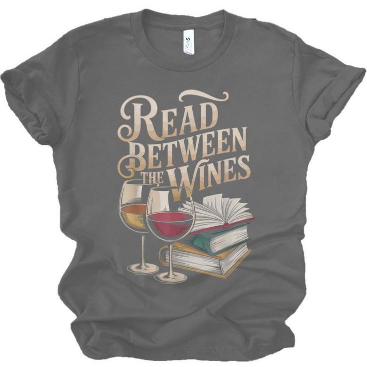 Read Between The Wines Vintage Book Lovers Wine Reading Unisex Jersey T-Shirt