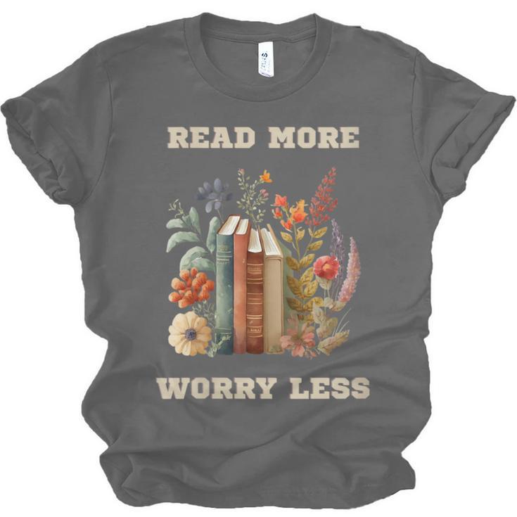 Read More Worry Less Book Lovers Motivational Quote Bookish Unisex Jersey T-Shirt