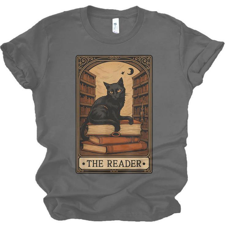 The Reader Cat Book Reading Halloween Tarot Card Unisex Jersey T-Shirt The Reader Cat Book Reading Halloween Tarot Card Unisex Jersey T-Shirt