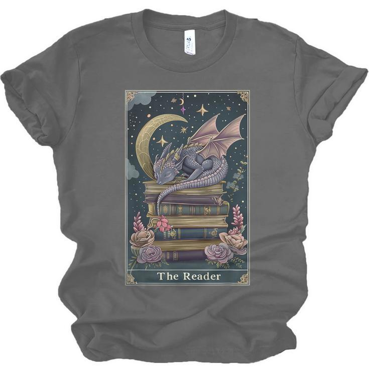 The Reader Tarot Card Book Dragon Romantasy Fantasy Bookish Unisex Jersey T-Shirt