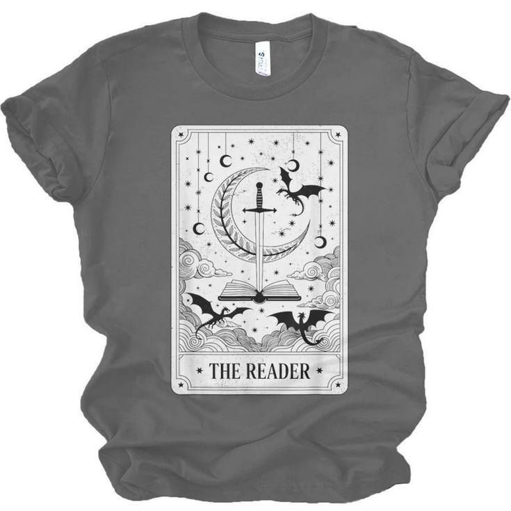 The Reader Tarot Card Bookworm Books Lover Dragon Librarians Unisex Jersey T-Shirt
