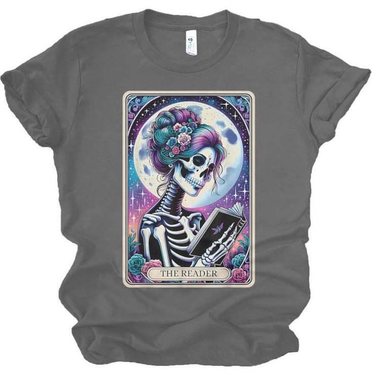 The Reader Tarot Card Reading Skeleton Skull Book Lover Unisex Jersey T-Shirt