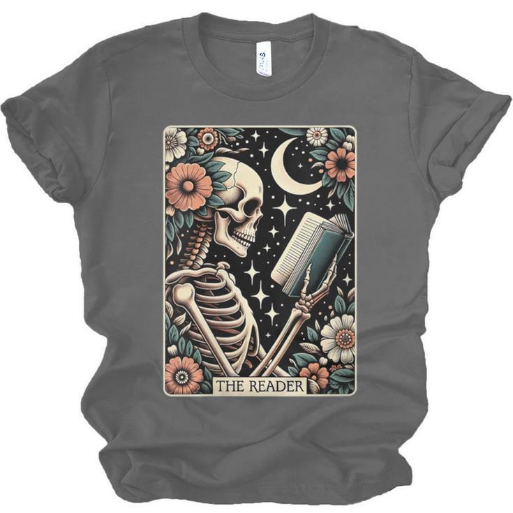 The Reader Tarot Card Skeleton Reading Book Bookworm Bookish Unisex Jersey T-Shirt The Reader Tarot Card Skeleton Reading Book Bookworm Bookish Unisex Jersey T-Shirt