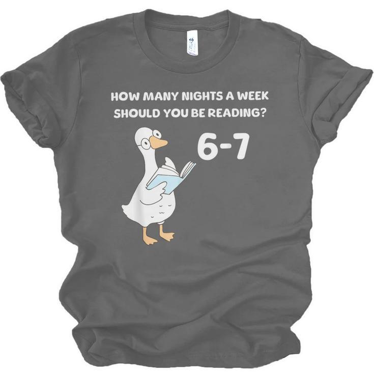 Reading 6-7 Silly Goose Read Books Bookish Bookworm Unisex Jersey T-Shirt