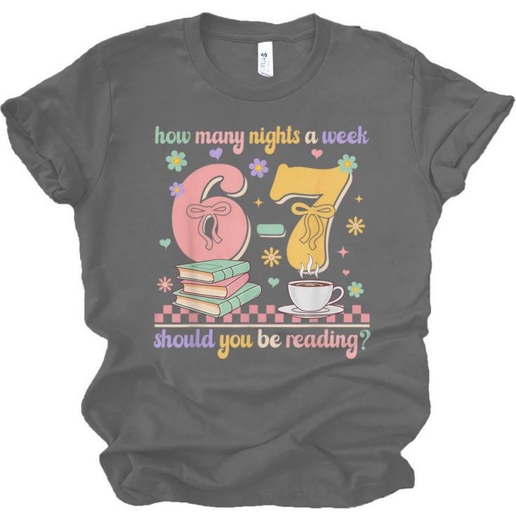 Reading 67 Teacher Six Seven Reading 6 7 Book Lover Unisex Jersey T-Shirt