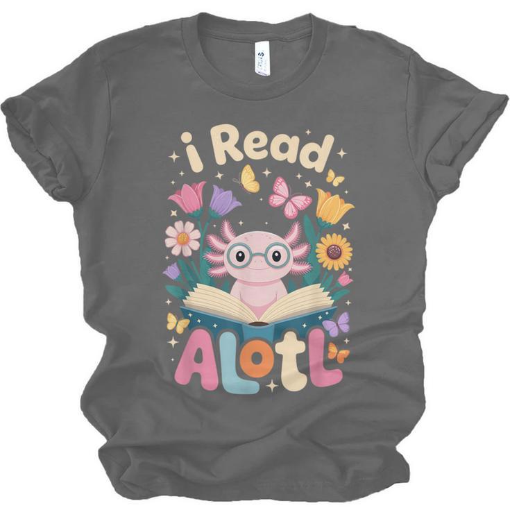 Reading Axolotl Book Lover Wildflowers Unisex Jersey T-Shirt Reading Axolotl Book Lover Wildflowers Unisex Jersey T-Shirt
