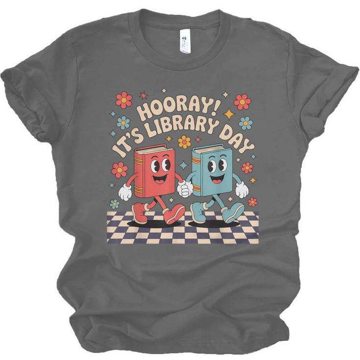 Reading Book Lover School Librarian Hooray It's Library Day Unisex Jersey T-Shirt