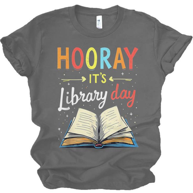 Reading Books Bibliophile Hooray It's Library Day Unisex Jersey T-Shirt