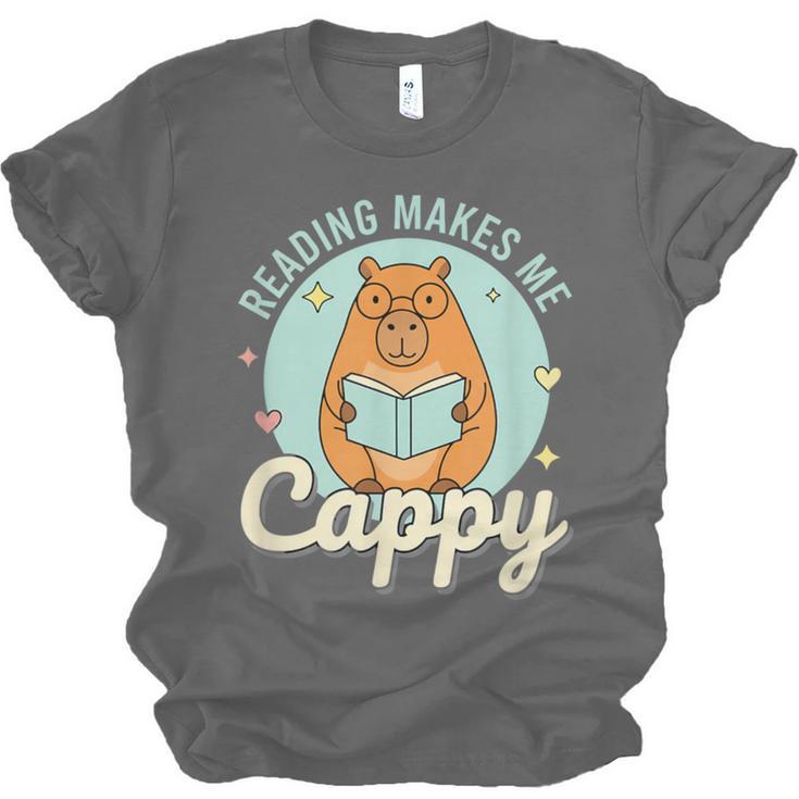 Reading Makes Me Cappy Bookworm Capybara Book Reading Unisex Jersey T-Shirt