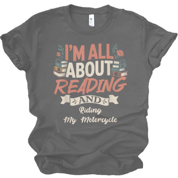 Reading And Motorcycle Life For Bikers Who Love Books Unisex Jersey T-Shirt