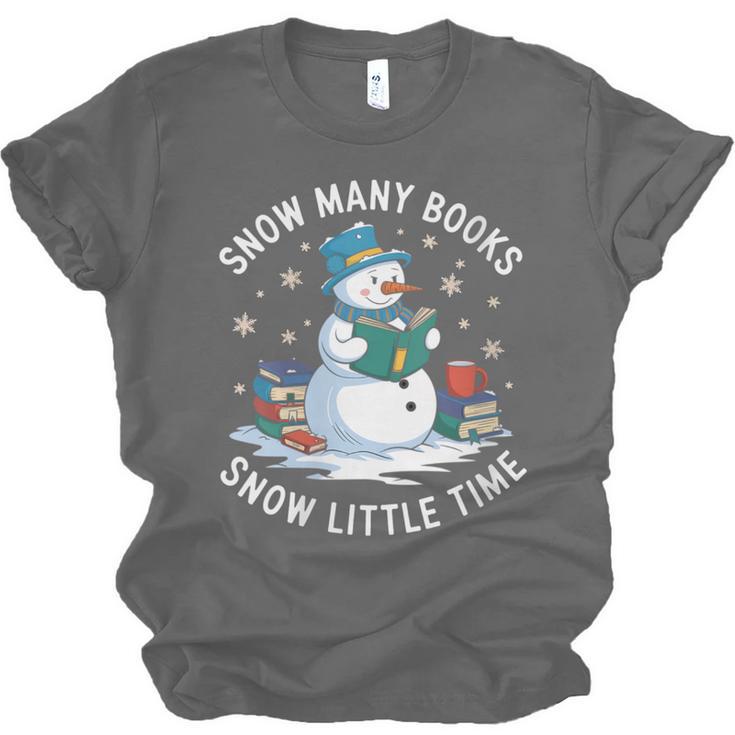 Reading Snowman So Many Books Christmas Books Readers Unisex Jersey T-Shirt