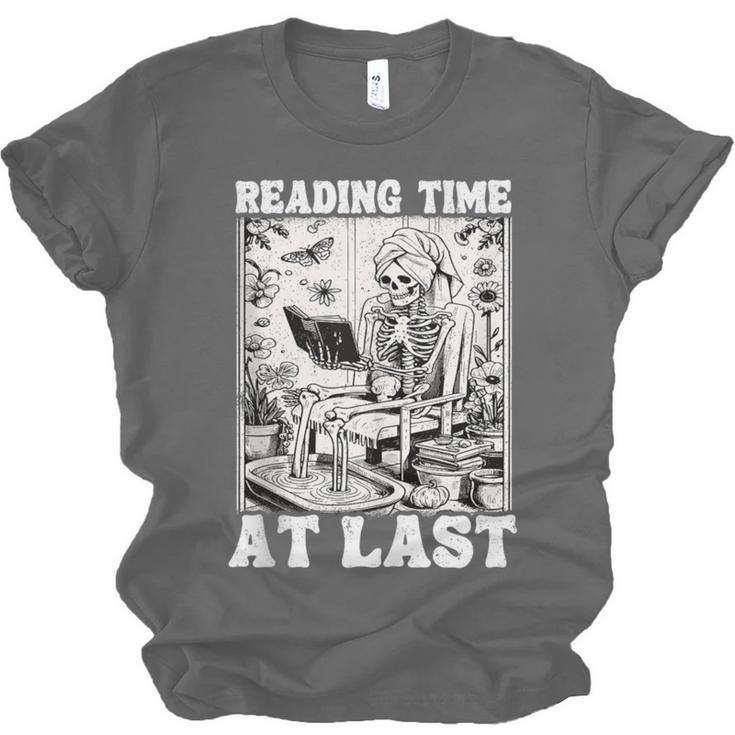 Reading Time At Last Book Lover Introvert Skeleton Reading Unisex Jersey T-Shirt Reading Time At Last Book Lover Introvert Skeleton Reading Unisex Jersey T-Shirt