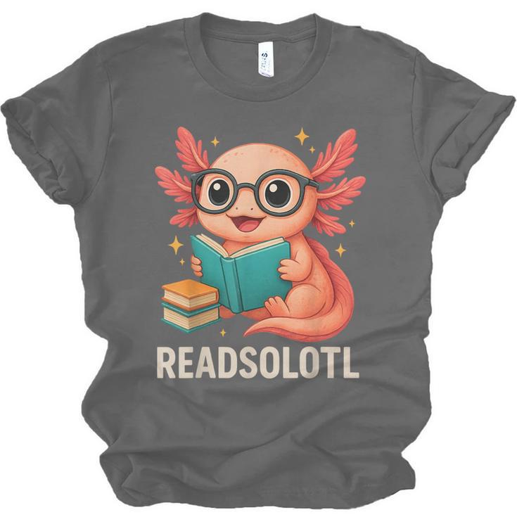 Readsolotl Kawaii Axolotl Reading Book Lover Unisex Jersey T-Shirt