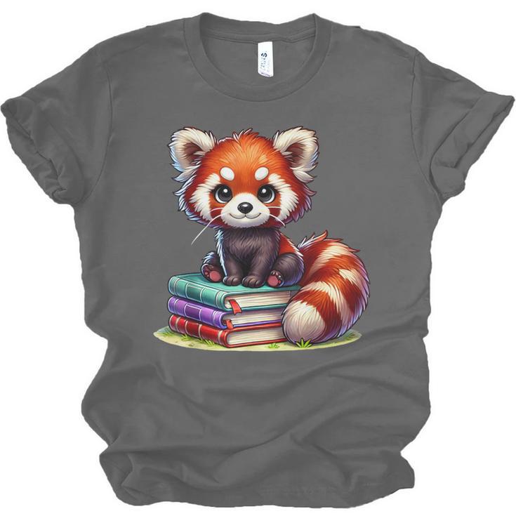 Red Panda Books Lover Reading Bookworm Unisex Jersey T-Shirt