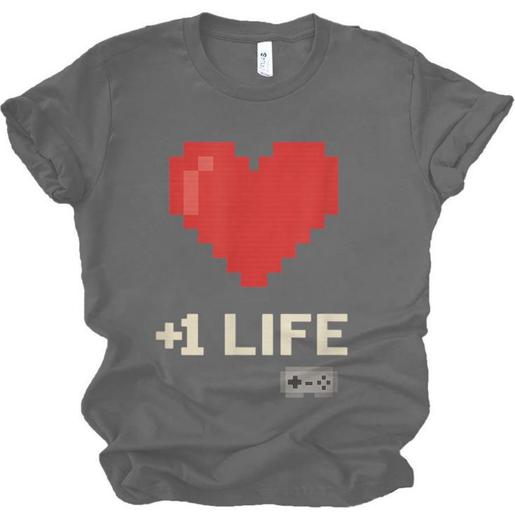 Retro Gamer 1 Life Pixel Heart – 8-Bit Gaming Nostalgia Unisex Jersey T-Shirt