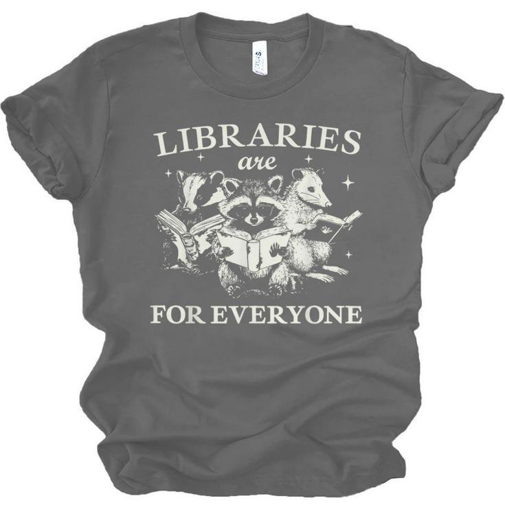Retro Libraries Are For Everyone Racoon Reading Book Lover Unisex Jersey T-Shirt
