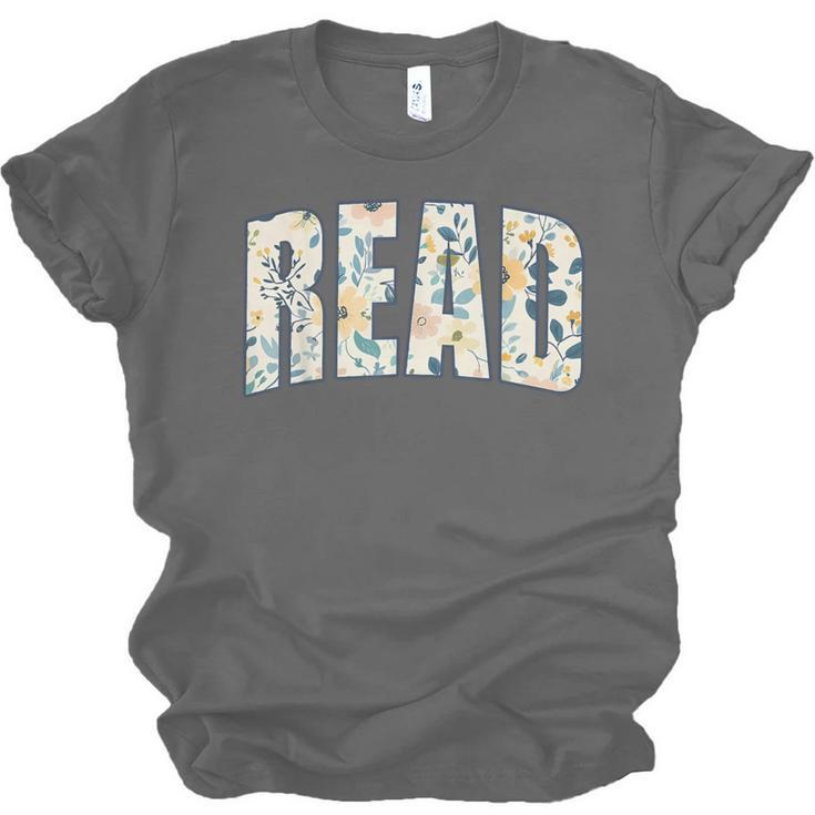 Retro Read Floral Reading Bookworm Librarian Book Lover Unisex Jersey T-Shirt