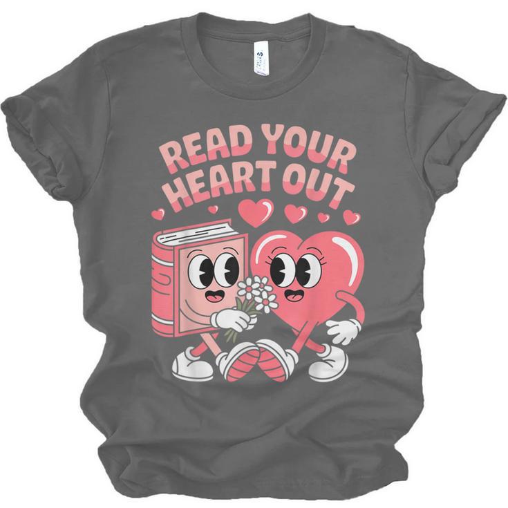 Retro Read Your Heart Out Valentine's Day Teacher Book Lover Unisex Jersey T-Shirt
