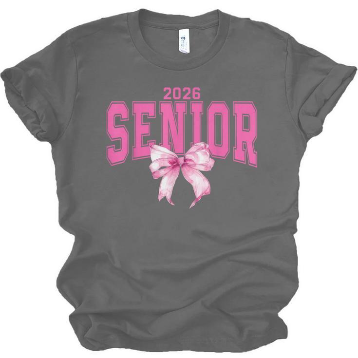 Retro Senior 2026 Class Of 2026 Coquette Pink Bow Graduation Unisex Jersey T-Shirt