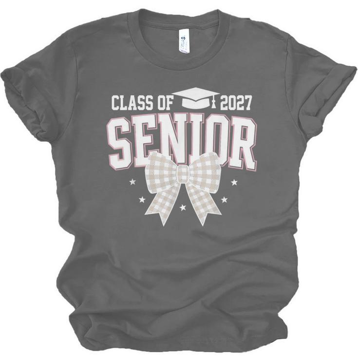 Retro Senior 2027 Girl Coquette Bow Class Of 2027 Graduation Unisex Jersey T-Shirt
