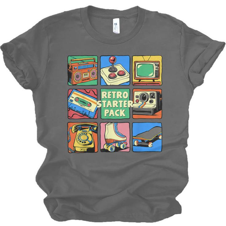 Retro Starter Pack 80s 90s Vintage Nostalgia Cassette Tape Unisex Jersey T-Shirt