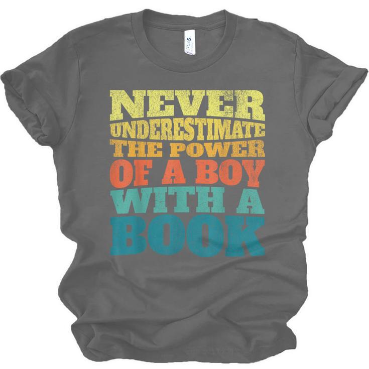 Retro Never Underestimate The Power Of a Boy With a Book Unisex Jersey T-Shirt Retro Never Underestimate The Power Of a Boy With a Book Unisex Jersey T-Shirt