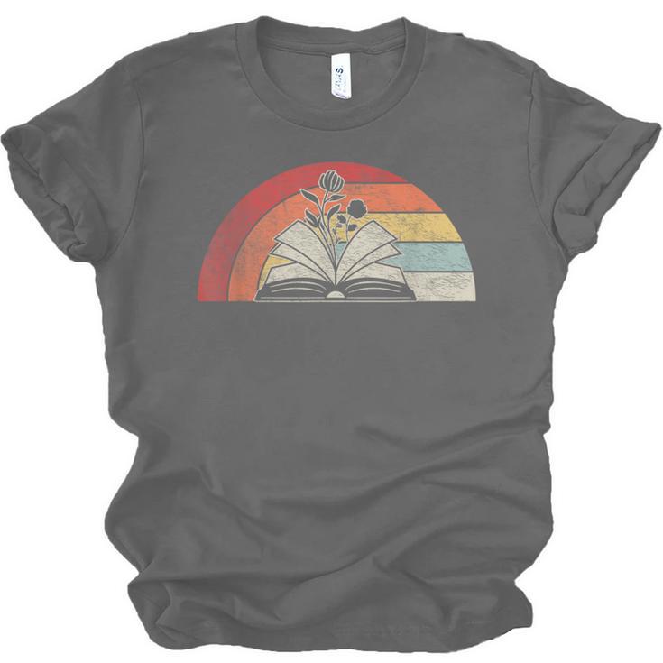 Retro Vintage Wildflowers Book Shirt Book Lover Unisex Jersey T-Shirt