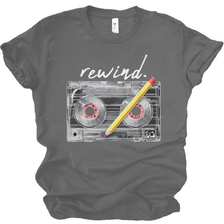 Rewind Cassette Tape Nostalgia 80s 90s Retro Music Lover Unisex Jersey T-Shirt