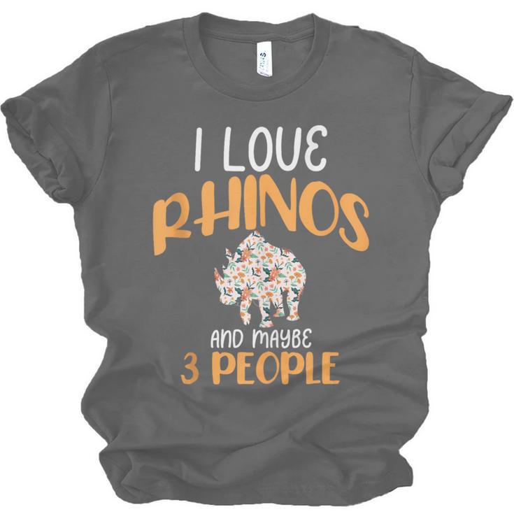 I Like Rhinos And Maybe 3 People Introvert Animal Unisex Jersey T-Shirt